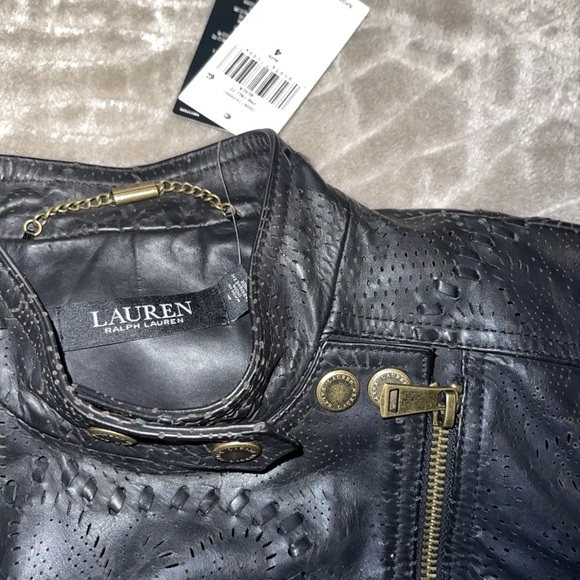 Ralph Lauren Black label  Jacket Leather Moto Biker Black size 4 - Picture 12 of 16